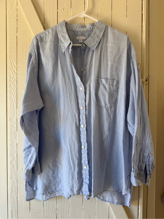 J. Jill Tops - J Jill Linen Light Blue Womens Button-Down Shirt